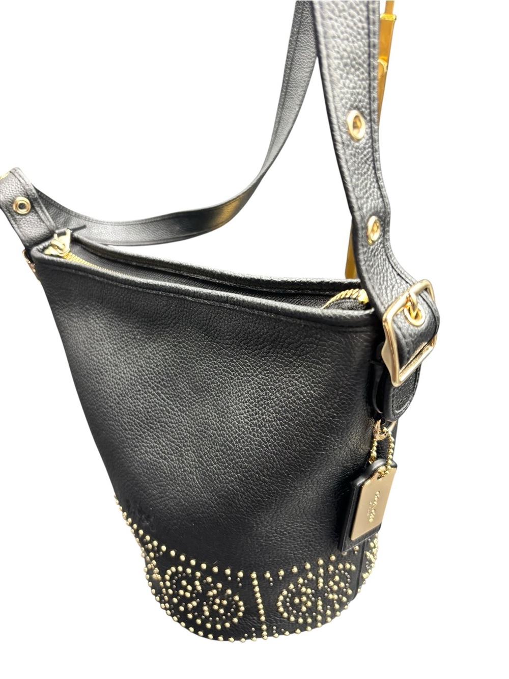 COACH Prairie Rivets Studded Pebbled Leather Dufflette Crossbody Bag Black - Picture 2 of 10